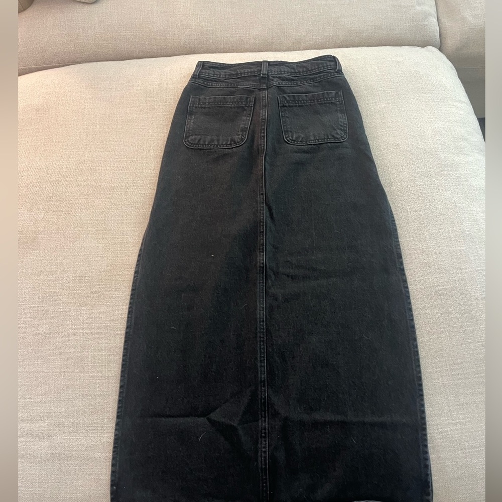 Nasty Gal Black Midi Denim Skirt with Side Slit - Picture 4 of 4